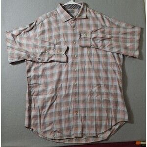 Thomas Dean Dress Shirt Men's 2XL Pink Plaid Long Sleeve Business Corporate